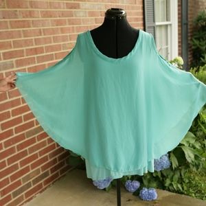 Cha Cha Vente Sea Foam Loose and Flowy Sleeveless Blouse / Tank 1X